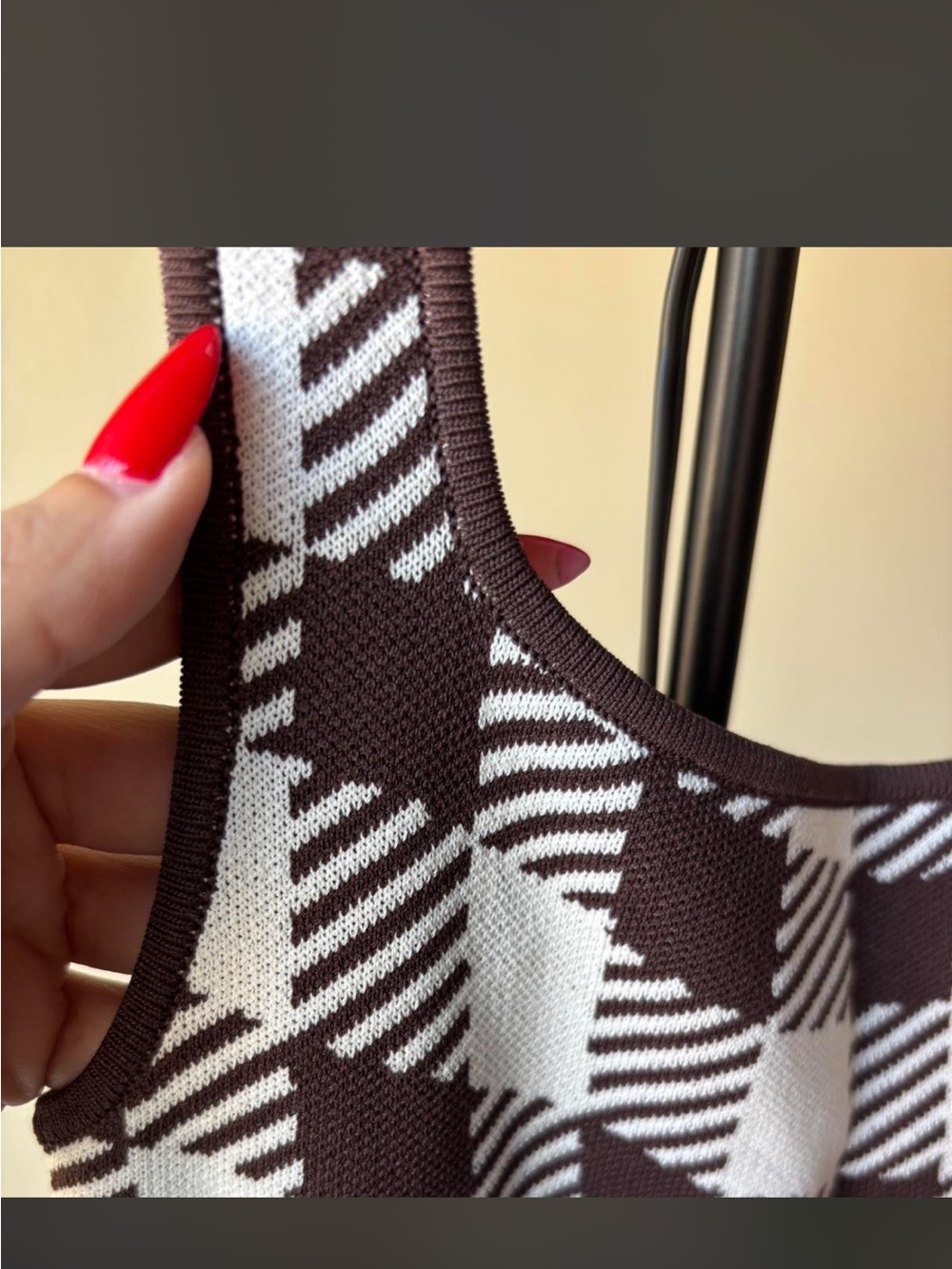 STAUD “Katie” Gingham Midi Dress – Brown & White - Picture 3 of 6